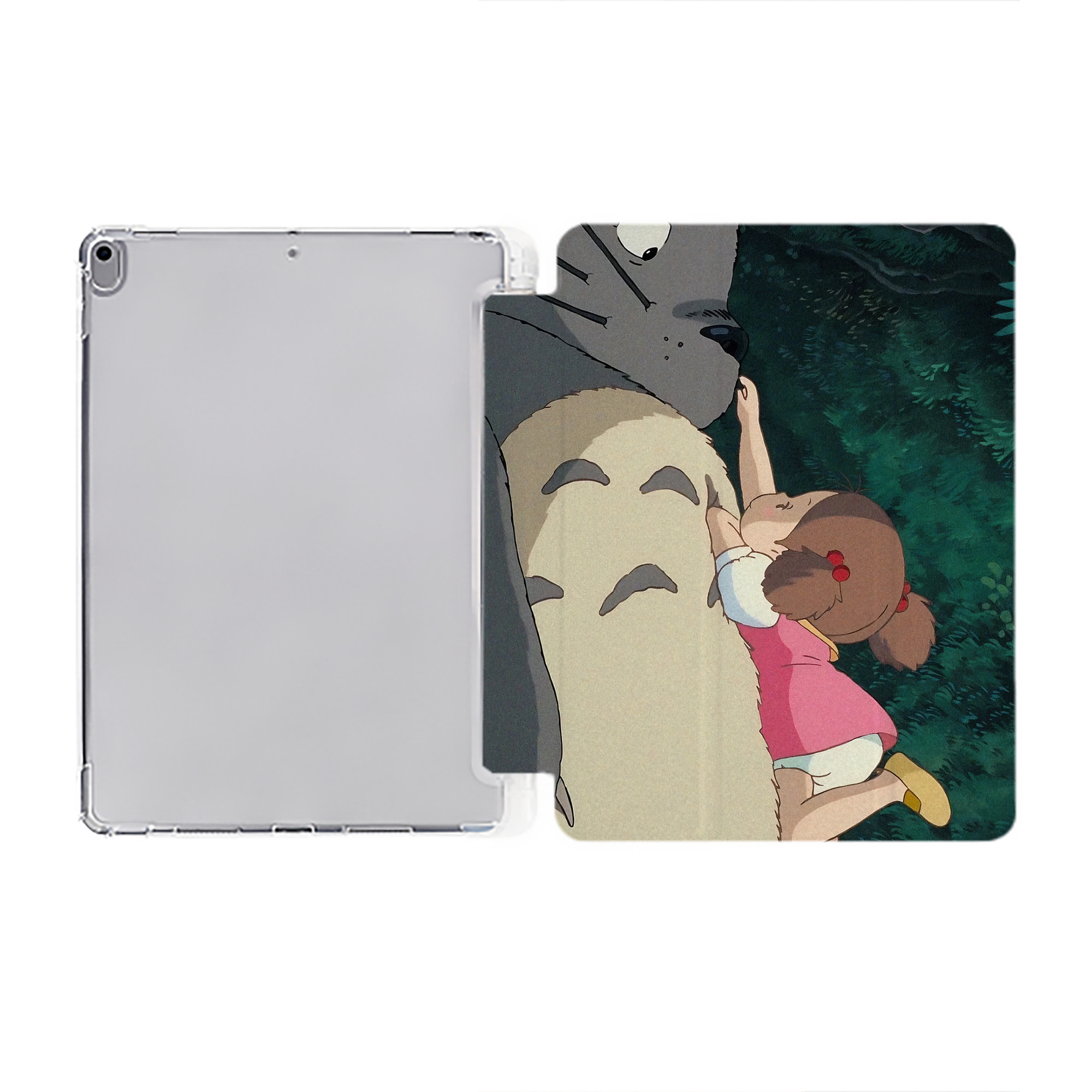 （画像用） となりのトトロ 草壁メイ 草壁サツキ My Neighbor Totoro Satsuki Kusakabe Mei Kusakabe IPad ケース ペン収納付き 三つ折りスタンド PUレザー×シリコン 対応機種9.5/10.5/10.9インチ